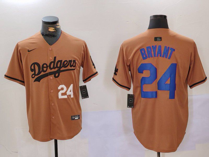 Men Los Angeles Dodgers #24 Bryant army green joint name 2024 Nike MLB Jersey style 2